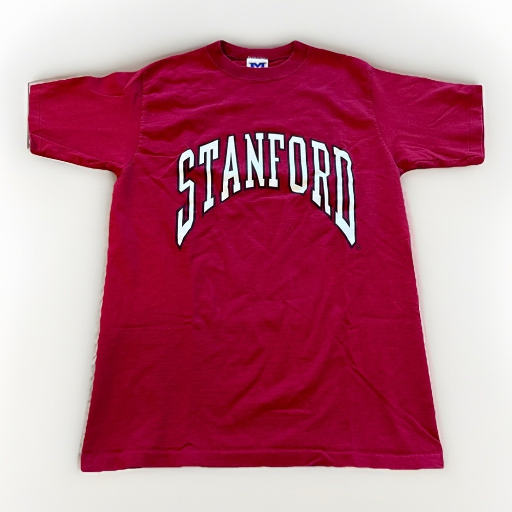 Vintage Stanford University Shirt‎ Mens L Arch Logo Red Cotton 90s MV Sport